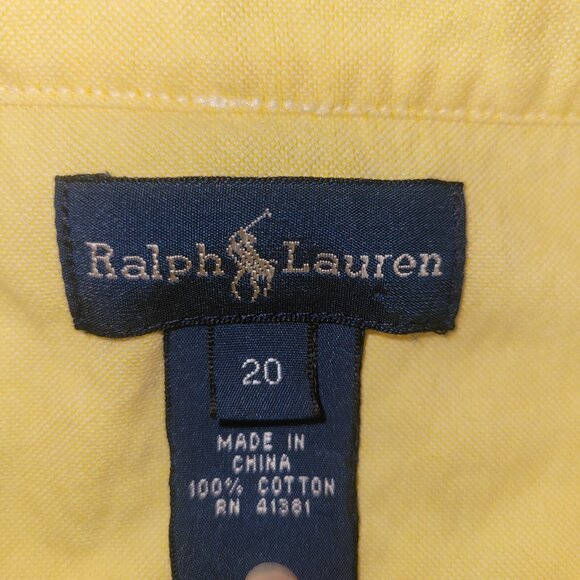 Ralph Lauren Shirt Boys Size 20 Yellow LS Button-Down 100% Cotton - Picture 5 of 16
